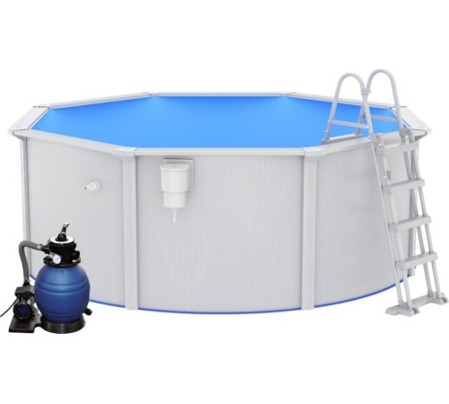 Басейн каркасний vidaXL 360 x 120 см, білий + насос з пісочним фільтром + драбина Басейн каркасний vidaXL 360 x 120 см, білий + насос з пісочним фільтром + драбина
