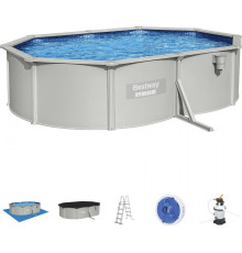 Басейн каркасний овальний 10в1 Bestway 56586 Hydrium 500 x 360 см, світло-сірий