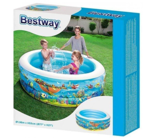 Басейн надувний дитячий Підводний світ Bestway 51122 196х53 см Басейн надувний дитячий Підводний світ Bestway 51122 196х53 см
