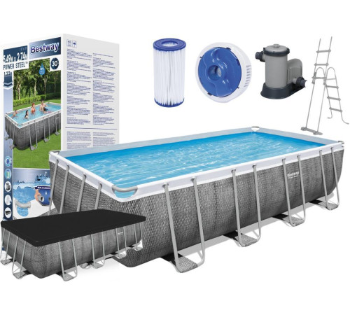 Басейн каркасний прямокутний Bestway Power Steel 549 x 274 x 122 см - сірий Басейн каркасний прямокутний Bestway Power Steel 549 x 274 x 122 см - сірий