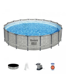Басейн каркасний 5в1 BESTWAY Steel Pro MAX 549 x 122 см імітація каменю + аксесуари