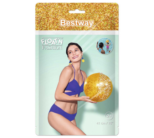 М'яч надувний з блискітками Bestway 31050 золотий, 41см М'яч надувний з блискітками Bestway 31050 золотий, 41см
