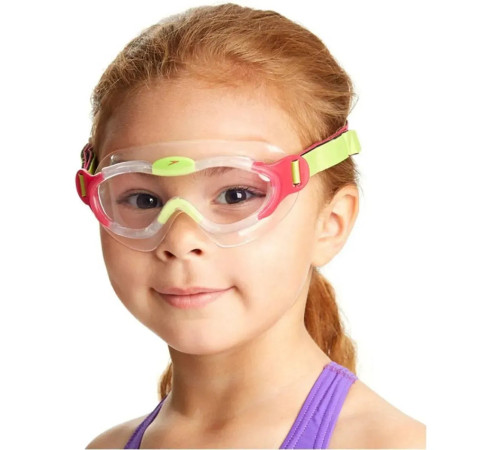 Окуляри-маска для плавання Speedo SEA SQUAD MASK JU, рожево-зелені