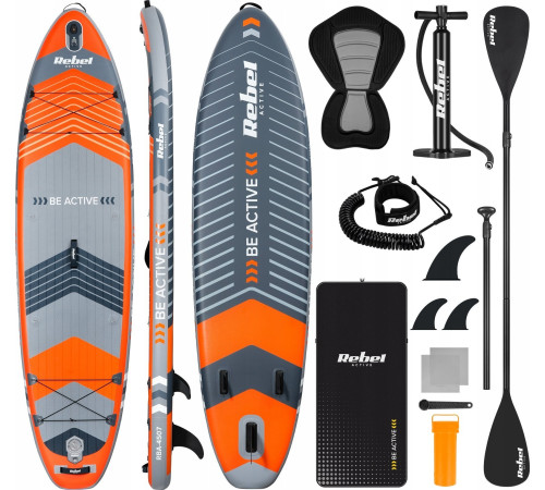 Надувна SUP дошка (Сапборд) Rebel ACTIVE RBA-4507 335 помаранчево-сіра Надувна SUP дошка (Сапборд) Rebel ACTIVE RBA-4507 335 помаранчево-сіра