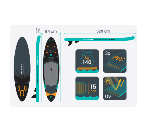 Надувна SUP дошка (Сапборд) Neo-Sport 170207 Aquasurf 320 х 84 х 15 см