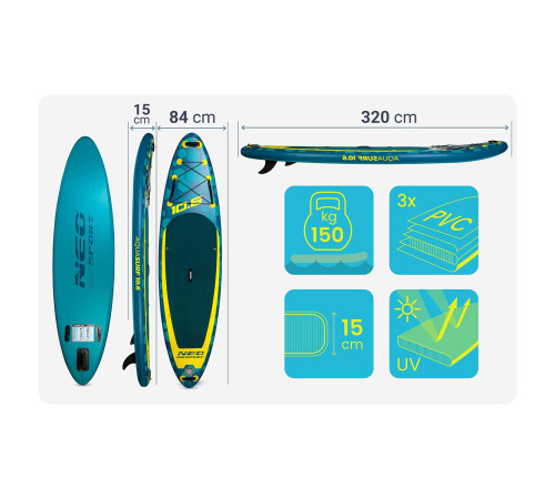 Надувна SUP дошка (Сапборд) Neo-Sport 170213 Aquasurf 320 х 84 х 15 см