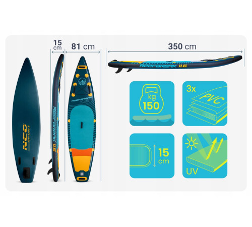Надувна SUP дошка (Сапборд) Neo-Sport 170311 Reefbreak 350 х 81 х 15 см