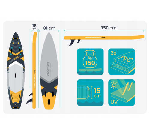 Надувна SUP дошка (Сапборд) Neo-Sport 170106 Reefbreak 350 х 81 х 15 см