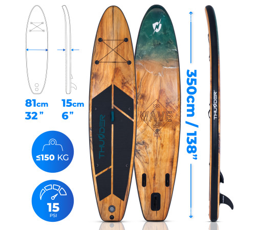 Надувна SUP дошка (Сапборд) THUNDER WOOD 350