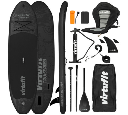 VIRTUFIT DESKA SUP CRUISER 305 Z SIEDZISKIEM I AKCESORIAMI CZARNY