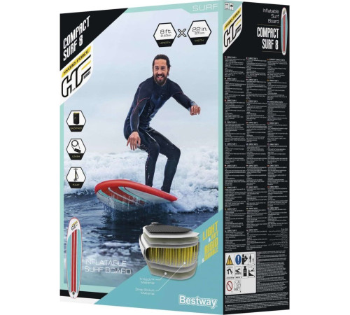 Надувна SUP дошка (Сапборд) Bestway 65336 Hydro Force Compact Surf 243 Надувна SUP дошка (Сапборд) Bestway 65336 Hydro Force Compact Surf 243