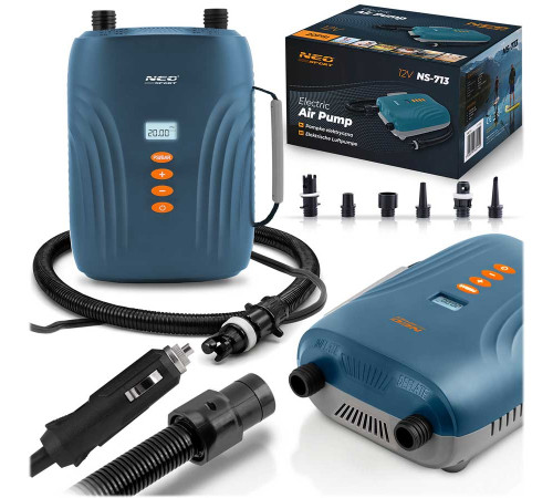Pompka elektryczna do materaca pontonu SUPa + 6 przejściówek 12V Neo-Sport NS-713