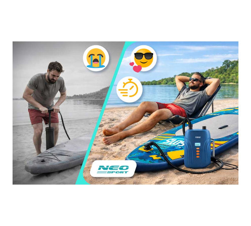 Pompka elektryczna do materaca pontonu SUPa + 6 przejściówek 12V Neo-Sport NS-713