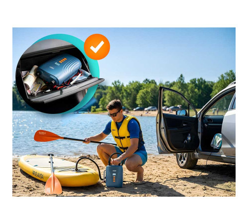 Pompka elektryczna do materaca pontonu SUPa + 6 przejściówek 12V Neo-Sport NS-713