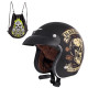 Мотоциклетний шолом W-TEC Kustom Black Heart - розмір XS(53-54)/матовий чорний/skull horn