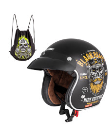  Мотоциклетний шолом W-TEC Kustom Black Heart - розмір XXL(63-64)/матовий чорний/ride culture