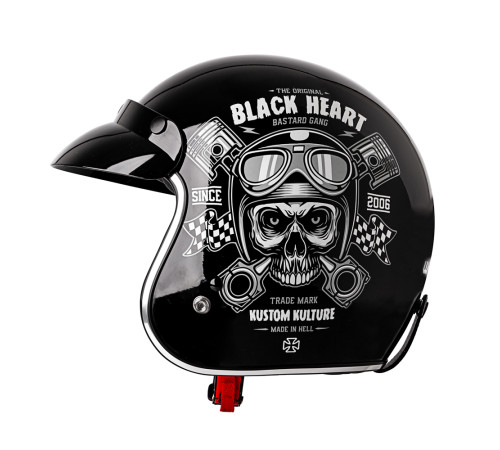 Мотоциклетний шолом W-TEC Kustom Black Heart - розмір L(59-60)/чорний блиск