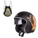 Мотоциклетний шолом з козирком W-TEC V537 Black Heart chopper - розмір L(59-60)/чорний блиск-hot rod angel