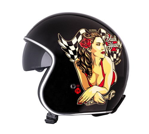 Мотоциклетний шолом з козирком W-TEC V537 Black Heart chopper - розмір L(59-60)/чорний блиск-hot rod angel Мотоциклетний шолом з козирком W-TEC V537 Black Heart chopper - розмір L(59-60)/чорний блиск-hot rod angel