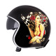 Мотоциклетний шолом з козирком W-TEC V537 Black Heart chopper - розмір L(59-60)/чорний блиск-hot rod angel