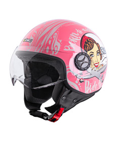 Шолом для скутера W-TEC FS-701PG Pink Life - рожево-білий / XS (53-54)