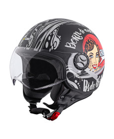 Мотоциклетний шолом W-TEC FS-701BG Black Ride - чорно-білий/M (57-58)