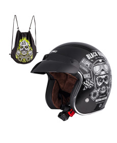  Мотоциклетний шолом W-TEC Kustom Black Heart - розмір XXL(63-64)/чорний блиск