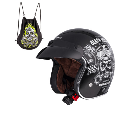 Мотоциклетний шолом W-TEC Kustom Black Heart - розмір XXL(63-64)/чорний блиск Мотоциклетний шолом W-TEC Kustom Black Heart - розмір XXL(63-64)/чорний блиск