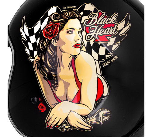 Мотоциклетний шолом з козирком W-TEC V537 Black Heart chopper - розмір S(55-56)/чорний блиск-hot rod angel Мотоциклетний шолом з козирком W-TEC V537 Black Heart chopper - розмір S(55-56)/чорний блиск-hot rod angel