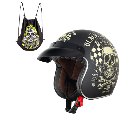 Мотоциклетний шолом W-TEC Kustom Black Heart - розмір XL (61-62)/матовий чорний Мотоциклетний шолом W-TEC Kustom Black Heart - розмір XL (61-62)/матовий чорний