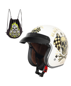 Мотоциклетний шолом W-TEC Kustom Black Heart - розмір L(59-60)/білий блиск