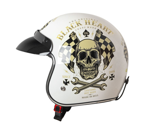 Мотоциклетний шолом W-TEC Kustom Black Heart - розмір XL (61-62)/білий блиск Мотоциклетний шолом W-TEC Kustom Black Heart - розмір XL (61-62)/білий блиск