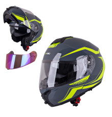 Перекидний мотоциклетний шолом W-TEC FS-907 P/J - Сіро-флуо-жовтий/XXL (63-64)
