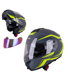 Перекидний мотоциклетний шолом W-TEC FS-907 P/J - Сіро-флуо-жовтий/XXL (63-64)