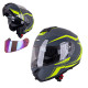 Перекидний мотоциклетний шолом W-TEC FS-907 P/J - Сіро-флуо-жовтий/XXL (63-64)