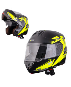 Перекидний мотоциклетний шолом W-TEC Vexamo PR Black Graphic - чорно-жовтий/М (57-58)
