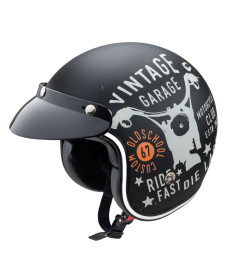 Мотоциклетний шолом W-TEC Café Racer чорний M (57-58)