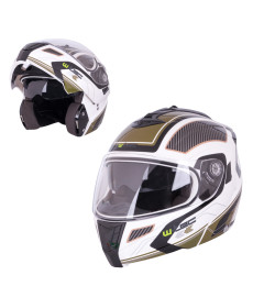 Перекидний мотоциклетний шолом W-TEC NK-839 - біло-оливковий/XXL (63-64)