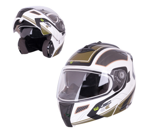 Перекидний мотоциклетний шолом W-TEC NK-839 - біло-оливковий/XXL (63-64) Перекидний мотоциклетний шолом W-TEC NK-839 - біло-оливковий/XXL (63-64)