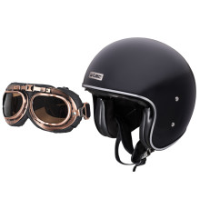 Мотоциклетний шолом W-TEC Angeric Gloss чорний w/ Steamrust Goggles  M (57-58)