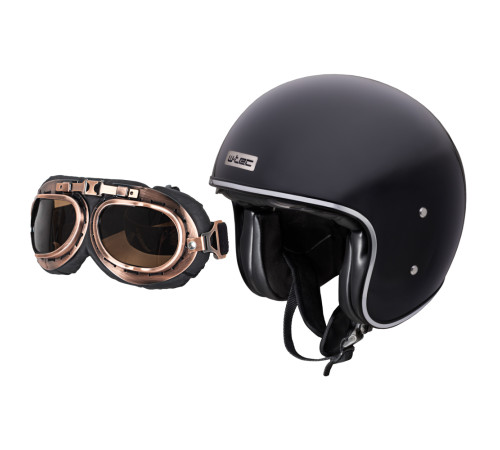 Мотоциклетний шолом W-TEC Angeric Gloss чорний w/ Steamrust Goggles M (57-58)