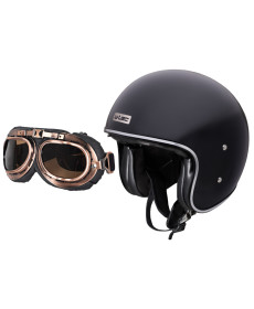 Мотоциклетний шолом W-TEC Angeric Gloss чорний w/ Steamrust Goggles L(59-60)