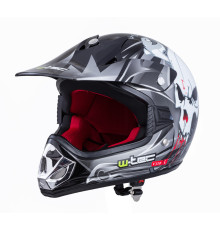  Молодіжний мотоциклетний шолом W-TEC V310 enduro - розмір S (49/50) / чорний череп