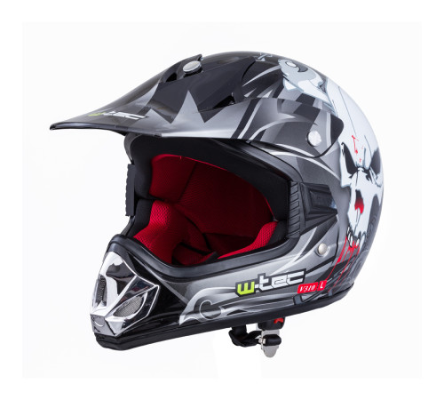 Молодіжний мотоциклетний шолом W-TEC V310 enduro - розмір S (49/50) / чорний череп Молодіжний мотоциклетний шолом W-TEC V310 enduro - розмір S (49/50) / чорний череп