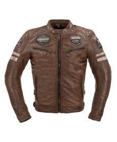 Чоловіча шкіряна куртка W-TEC Milano - коричневий / 4XL
