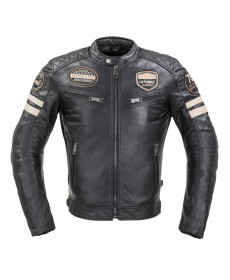 Чоловіча шкіряна куртка W-TEC Milano - чорний / 4XL