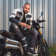 Чоловіча шкіряна мото куртка W-TEC Esbiker - чорно-біла/L