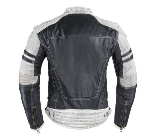 Чоловіча шкіряна мото куртка W-TEC Esbiker - чорно-біла/4XL Чоловіча шкіряна мото куртка W-TEC Esbiker - чорно-біла/4XL