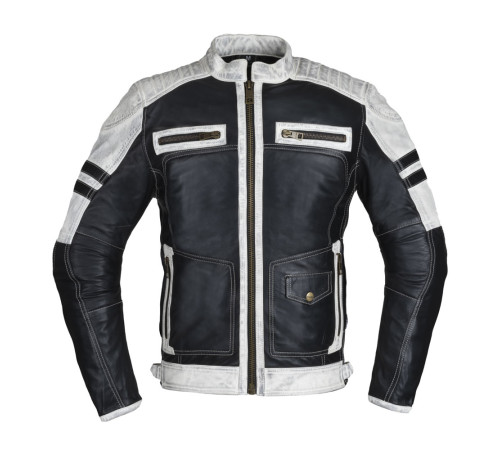 Чоловіча шкіряна мото куртка W-TEC Esbiker - чорно-біла/5XL Чоловіча шкіряна мото куртка W-TEC Esbiker - чорно-біла/5XL