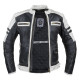Чоловіча шкіряна мото куртка W-TEC Esbiker - чорно-біла/5XL